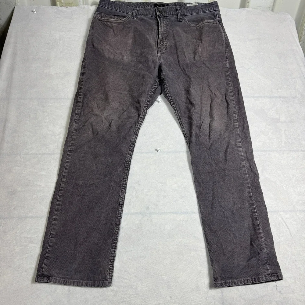 Banana Republic Mens Corduroy Pants Gray Slim Fit Straight Leg Size 36x30